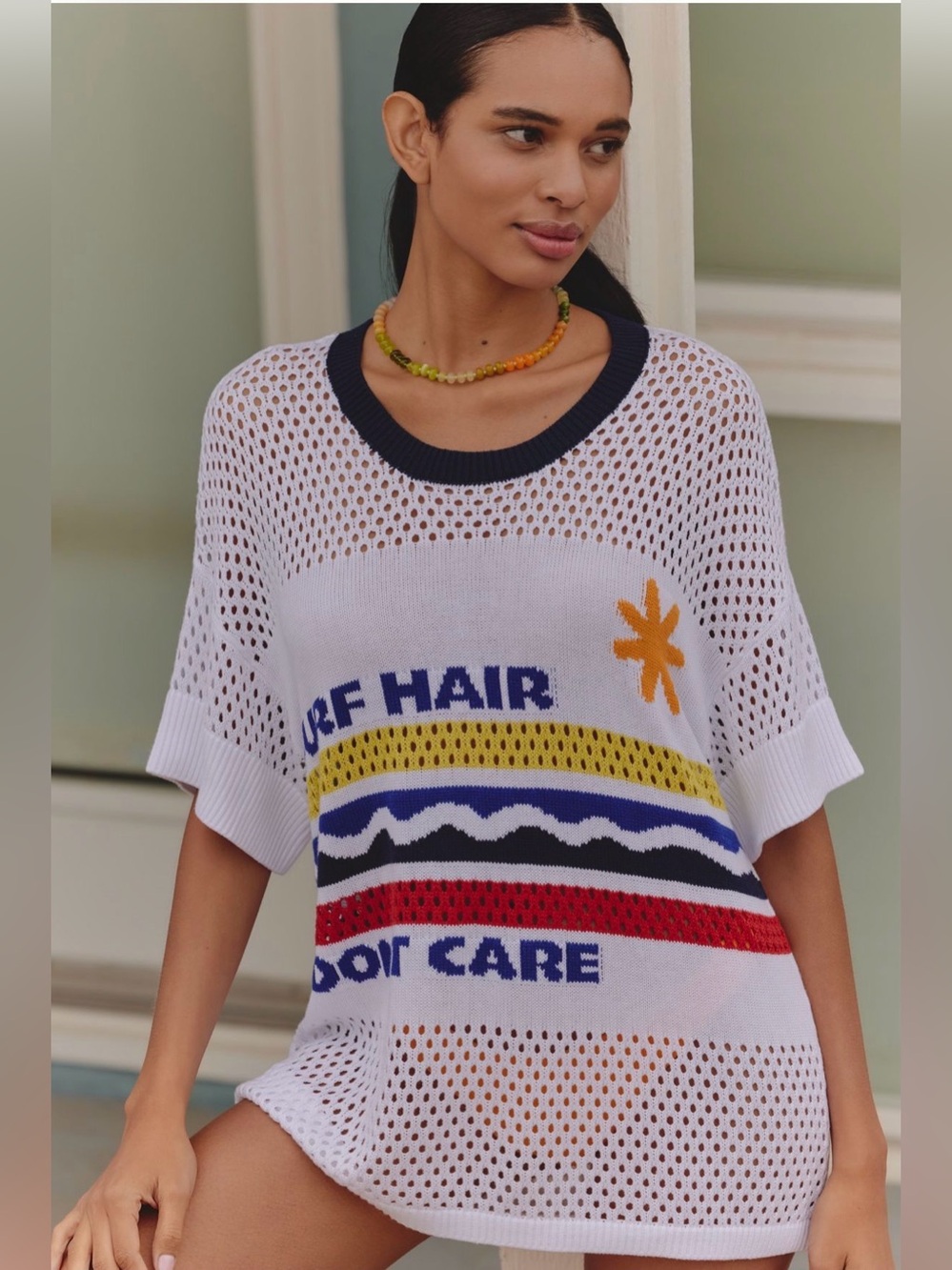 Anthropologie Celandine Surf Hair Don’t Care Mesh Pullover